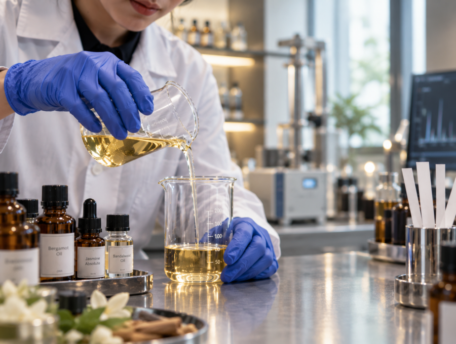 Precision fragrance oil droplet formulation in the Luxeo laboratory